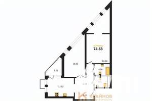 2-к квартира, вторичка, 75м2, 3/21 этаж