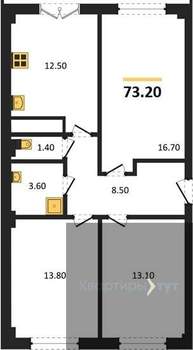 3-к квартира, вторичка, 73м2, 6/15 этаж