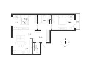 3-к квартира, вторичка, 71м2, 15/17 этаж