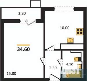 1-к квартира, вторичка, 35м2, 16/19 этаж