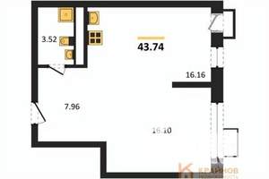 1-к квартира, вторичка, 44м2, 9/21 этаж
