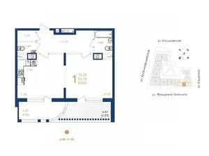 1-к квартира, вторичка, 61м2, 6/7 этаж