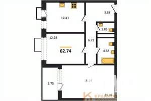 2-к квартира, вторичка, 63м2, 2/21 этаж