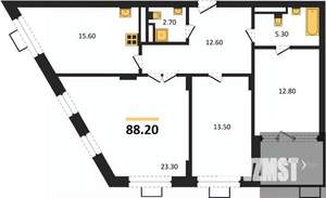 3-к квартира, вторичка, 88м2, 6/14 этаж