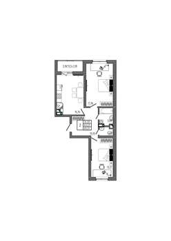 2-к квартира, строящийся дом, 65м2, 1/17 этаж