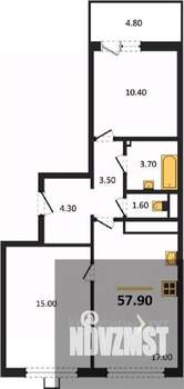 2-к квартира, вторичка, 58м2, 11/17 этаж