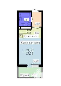 Студия квартира, строящийся дом, 27м2, 5/16 этаж