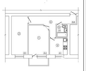 2-к квартира, вторичка, 45м2, 4/5 этаж