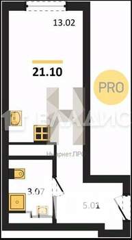 Студия квартира, вторичка, 21м2, 6/27 этаж