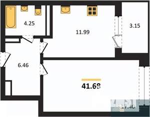 1-к квартира, вторичка, 42м2, 11/24 этаж