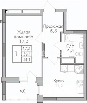 1-к квартира, вторичка, 41м2, 14/25 этаж