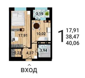 1-к квартира, вторичка, 40м2, 13/25 этаж