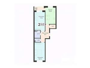 2-к квартира, вторичка, 67м2, 3/18 этаж