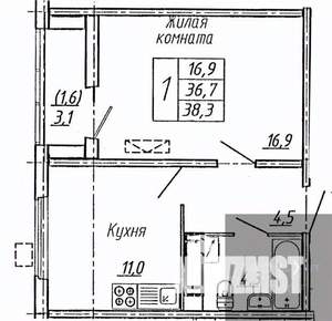 1-к квартира, вторичка, 38м2, 9/19 этаж