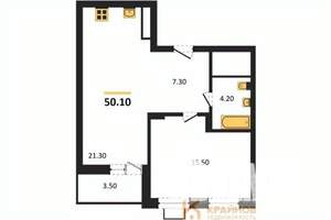 1-к квартира, сданный дом, 50м2, 14/15 этаж