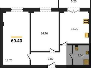 2-к квартира, вторичка, 60м2, 7/15 этаж