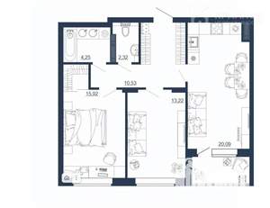 3-к квартира, вторичка, 68м2, 13/17 этаж