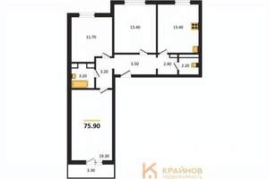 3-к квартира, вторичка, 76м2, 17/17 этаж