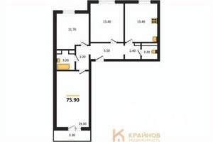 3-к квартира, вторичка, 76м2, 6/17 этаж