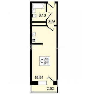 Студия квартира, строящийся дом, 27м2, 19/27 этаж