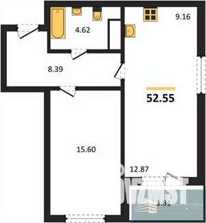 1-к квартира, вторичка, 53м2, 13/18 этаж