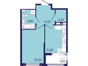 1-к квартира, вторичка, 41м2, 10/18 этаж