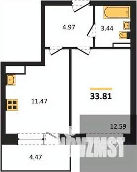 1-к квартира, вторичка, 34м2, 13/17 этаж