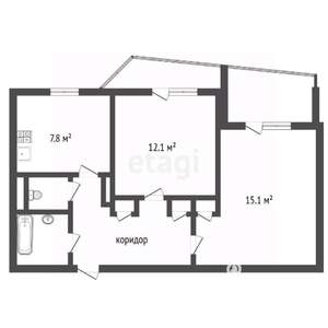 2-к квартира, вторичка, 50м2, 6/9 этаж