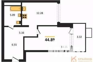 1-к квартира, вторичка, 45м2, 19/21 этаж