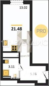 Студия квартира, вторичка, 21м2, 8/27 этаж