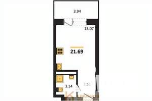 Студия квартира, вторичка, 22м2, 16/28 этаж