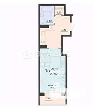 Студия квартира, вторичка, 31м2, 6/20 этаж