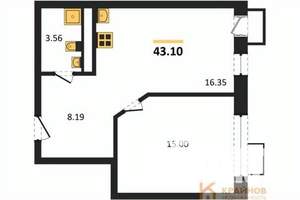 1-к квартира, вторичка, 43м2, 17/21 этаж
