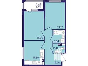2-к квартира, вторичка, 55м2, 4/18 этаж