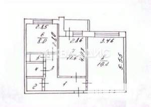 2-к квартира, вторичка, 54м2, 1/10 этаж