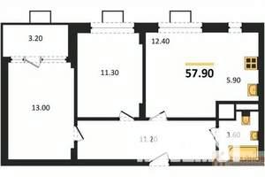 2-к квартира, строящийся дом, 58м2, 7/14 этаж