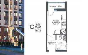 Студия квартира, строящийся дом, 17м2, 12/15 этаж