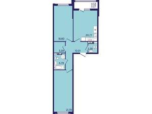 2-к квартира, строящийся дом, 84м2, 6/22 этаж