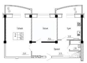 2-к квартира, строящийся дом, 78м2, 7/16 этаж