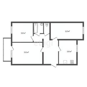 3-к квартира, вторичка, 64м2, 4/5 этаж