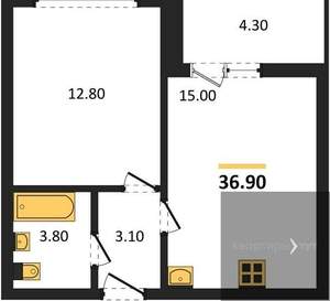 1-к квартира, вторичка, 37м2, 12/17 этаж