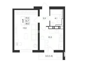 1-к квартира, строящийся дом, 38м2, 6/18 этаж