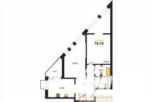 2-к квартира, вторичка, 75м2, 14/21 этаж
