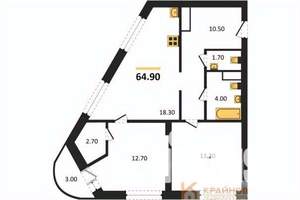 2-к квартира, вторичка, 65м2, 4/13 этаж
