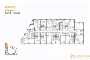1-к квартира, вторичка, 44м2, 6/13 этаж