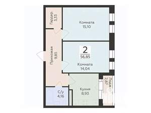 2-к квартира, вторичка, 57м2, 4/12 этаж