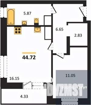 1-к квартира, вторичка, 45м2, 6/25 этаж