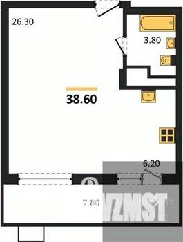 Студия квартира, вторичка, 39м2, 14/14 этаж
