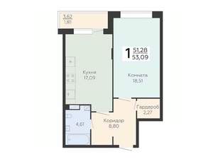 1-к квартира, вторичка, 53м2, 10/24 этаж