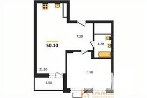 1-к квартира, вторичка, 50м2, 8/15 этаж